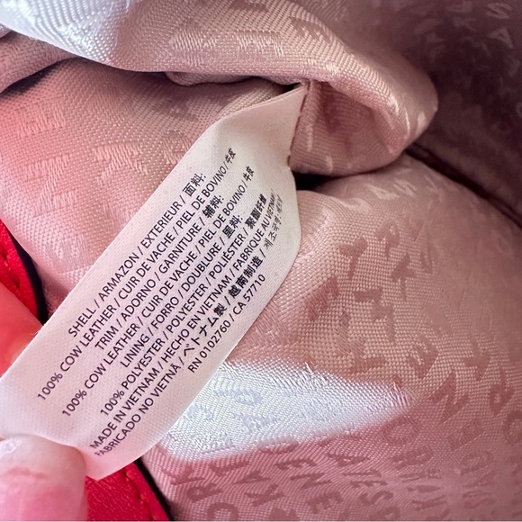 Kate Spade Coral Leather Crossbody Bag Foldover Holidaycore Statement Purse - Picture 7 of 11